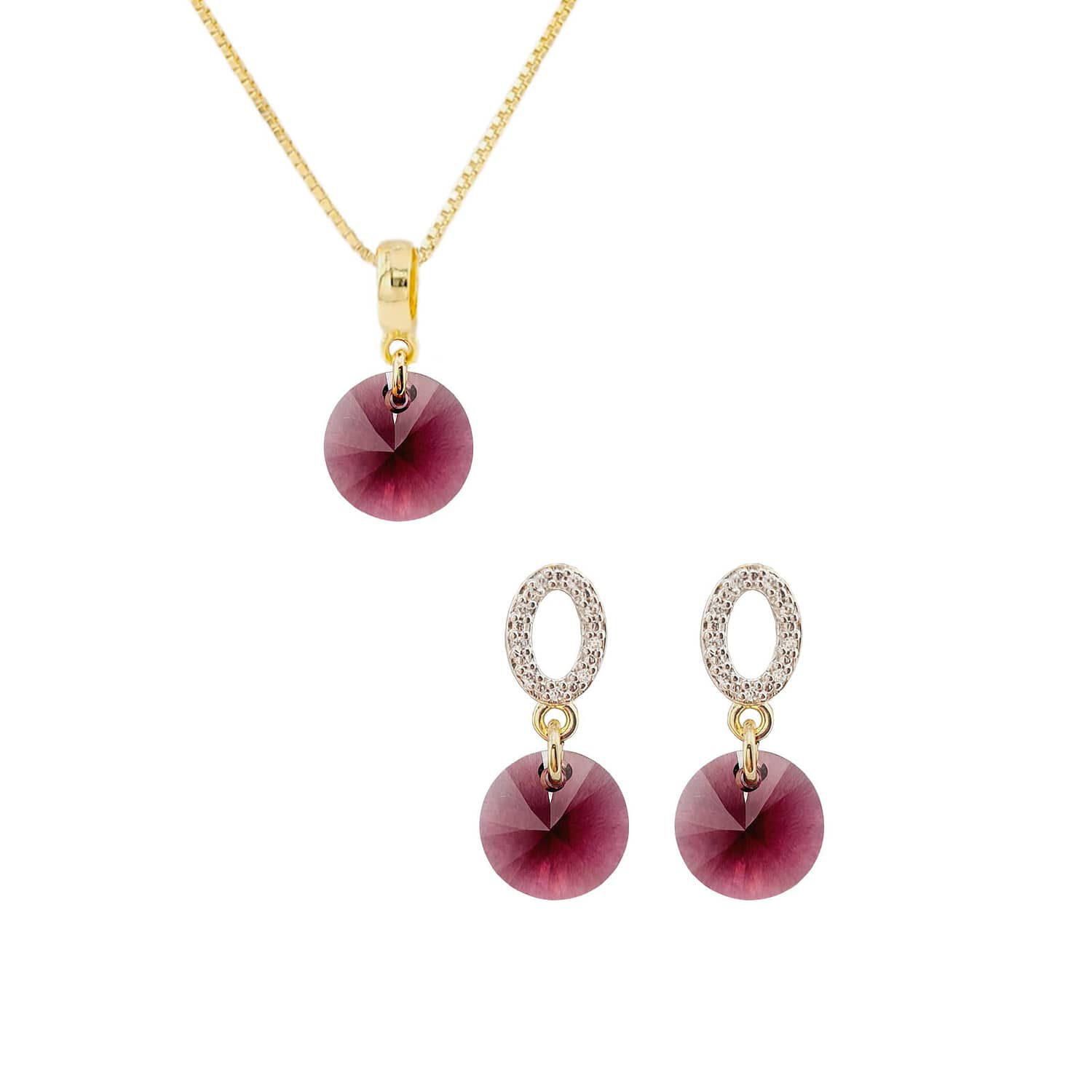 Conjunto Madrid Gold Cristales Genuinos Amethyst image number 0.0