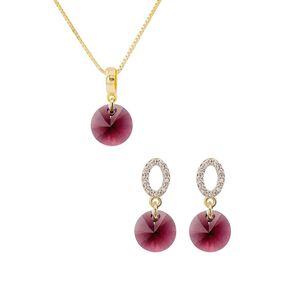 Conjunto Madrid Gold Cristales Genuinos Amethyst