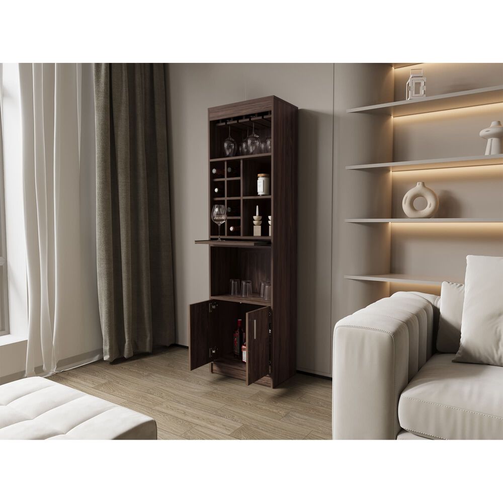 Bar Alto 8 Botelleros Repisa Extensible Caf&eacute; Oscuro 180 Cm X 32 Cm X 51 Cm image number 7.0