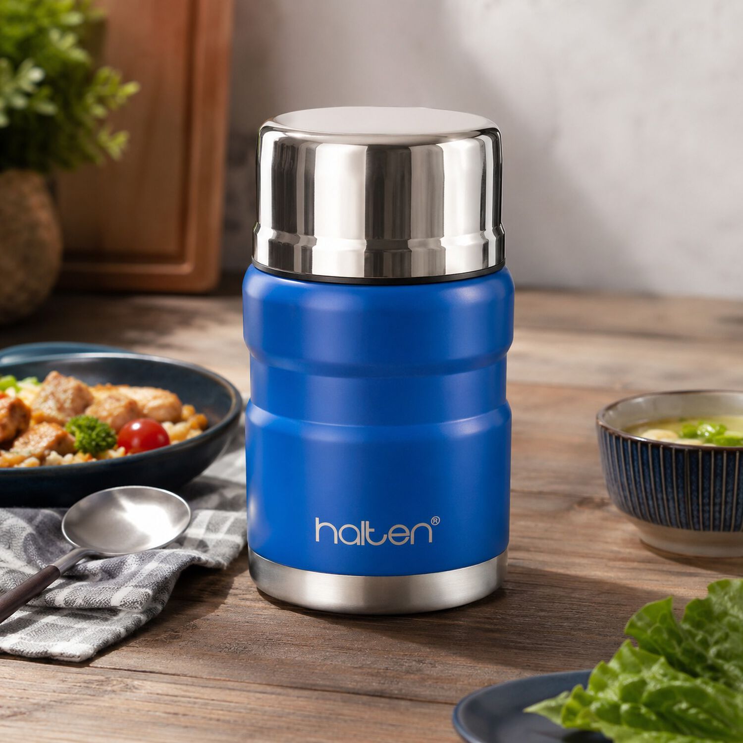 Termo De Comida Acero Inox 750 Ml Marca Halten Color Azul Electrico image number 0.0