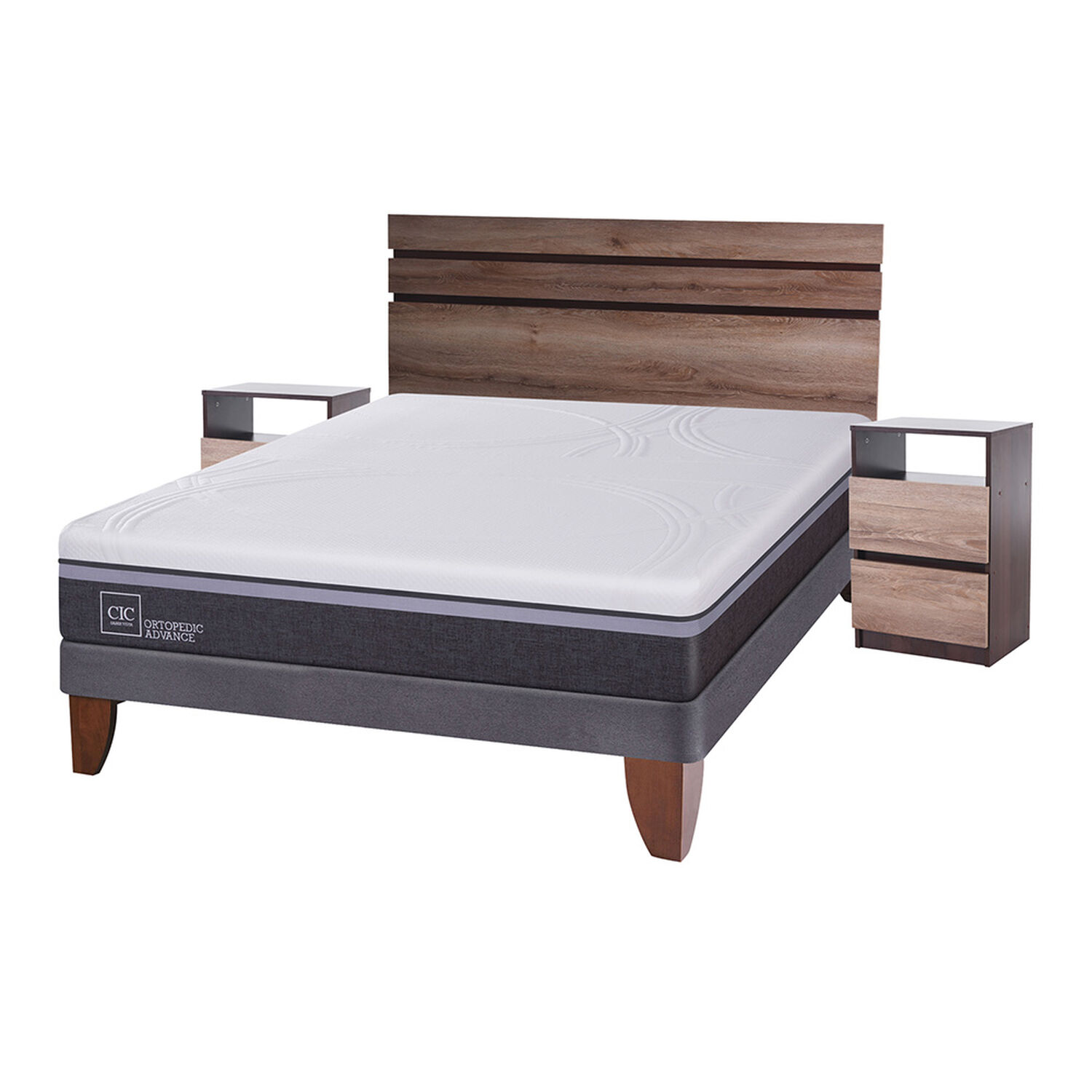 Cama Europea Cic Ortopedic Advance / 2 Plazas / Base Normal + Set De Maderas image number 0.0