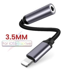 Adaptador Aud&iacute;fonos Aluminio Cord&oacute;n De Hilo Reforzado Certificado Para Iphone Lightining A Cable Audio Jack 3,5 Acordonado Resistente