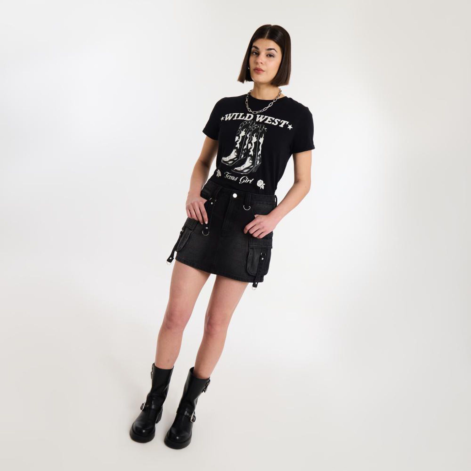 Polera Print Western Manga Corta Cuello Redondo Mujer Rolly Gp image number 1.0