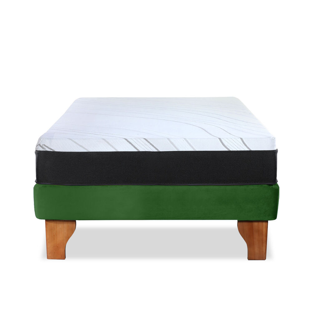 Cama Europea Zen Pro 1.5 Plazas Tela Velvet Verde image number 2.0