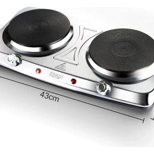 Cocina El&eacute;ctrica 2 Plato Cocinilla Encimera Acero Inoxidable