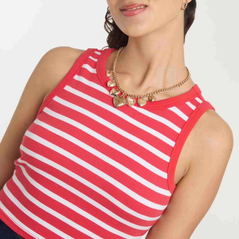 Polera Crop Rayas Marineras Sin Mangas Cuello Redondo Mujer Freedom image number 4.0