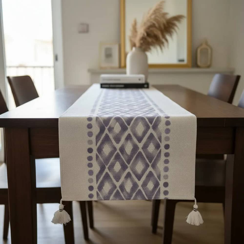 Camino De Mesa Tejido Azul - Dise&ntilde;o Diamante image number 0.0