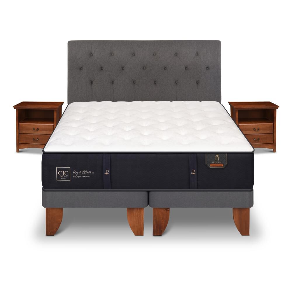 Cama Europea Cic Premium / 2 Plazas / Base Dividida + Set De Maderas image number 0.0