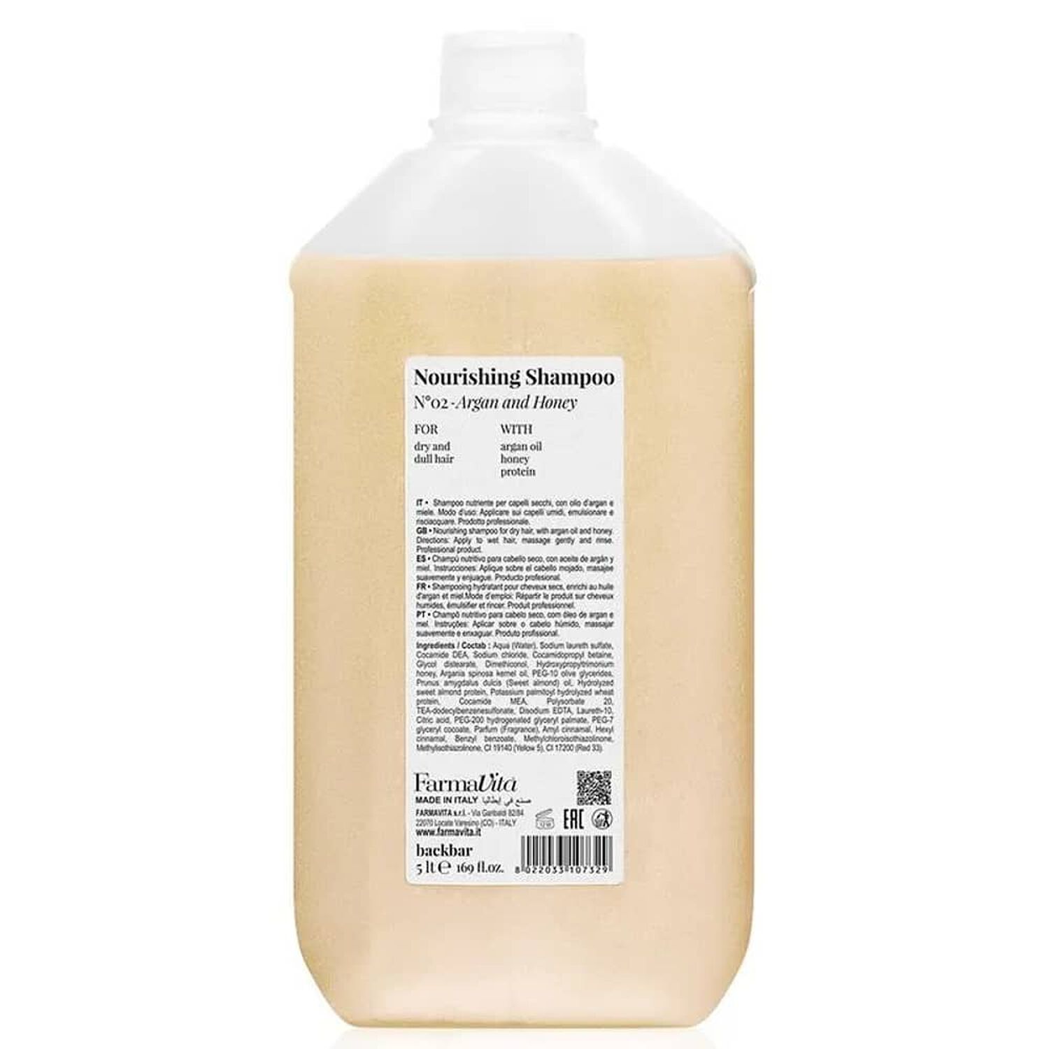 Farmavita Nourishing Shampoo Nro 02 Argan Y Miel 5000 Ml image number 1.0