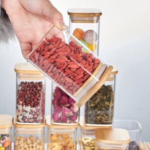 Set 6 Frascos Hermeticos Vidrio Despensa Tapa De Bambu