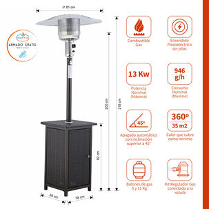 Estufa A Gas Exterior Terraza Setax Rattan