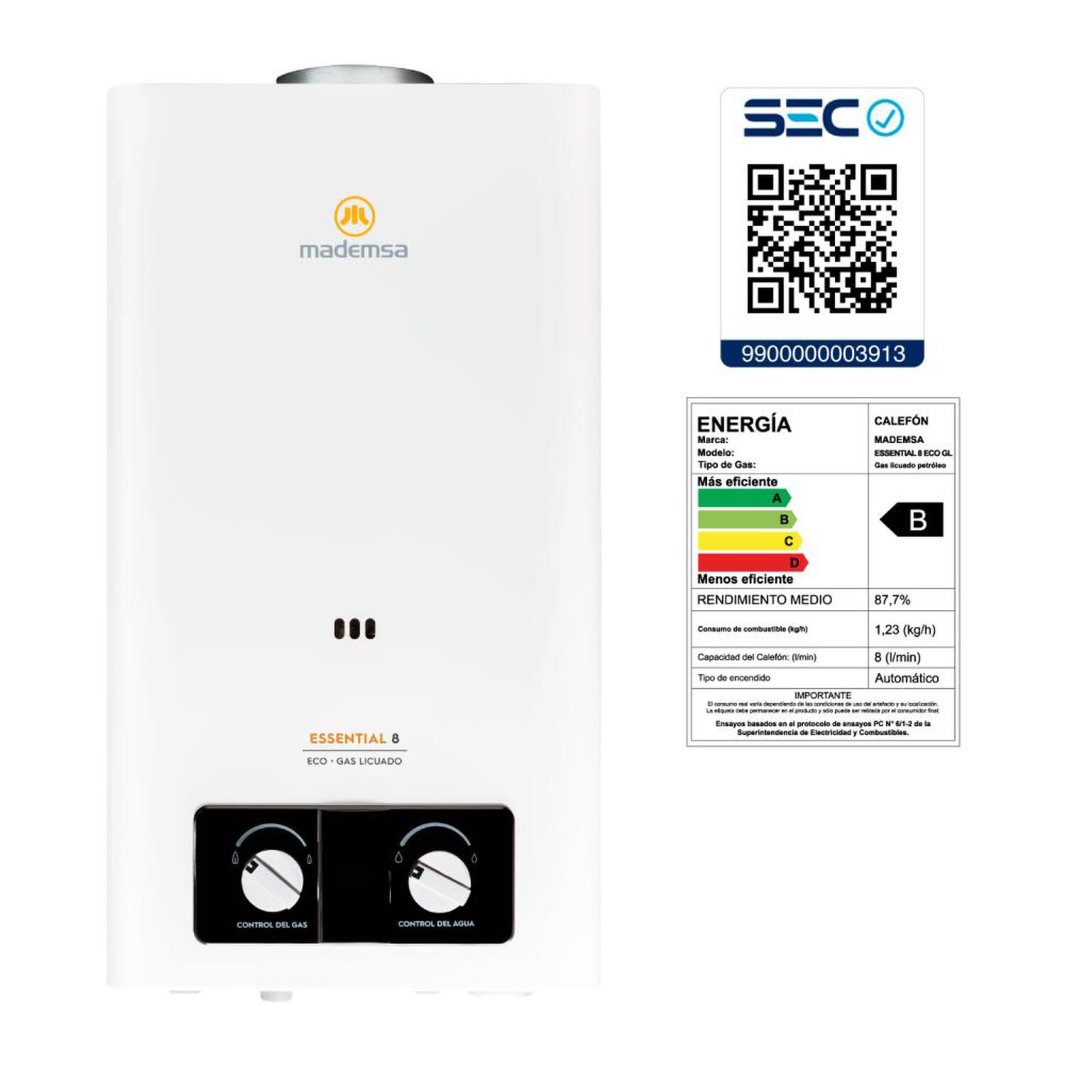 Calefont Mademsa Essential 8 ECO GL / Tiro Natural / Gas Licuado / 8 Litros image number 6.0