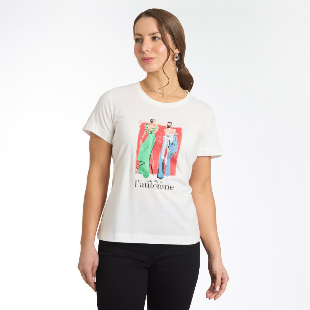 Polera Lisa Print Delantero Manga Corta Cuello Redondo Mujer Geeps image number 0.0