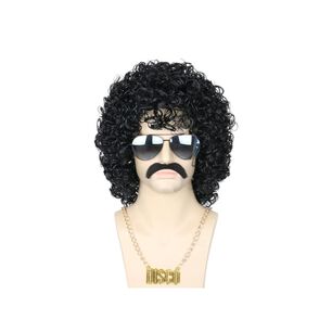 Set Disfraz Afro Retro Hombre A&ntilde;os 80 Onda Disco Pelo