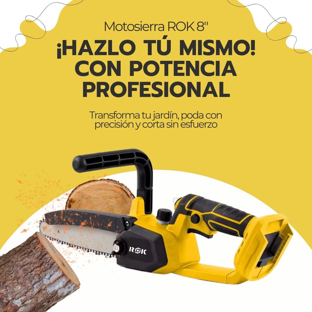 Motosierra Inalámbrica Rok 8" 21v + 2 Baterías Y Cadena image number 4.0