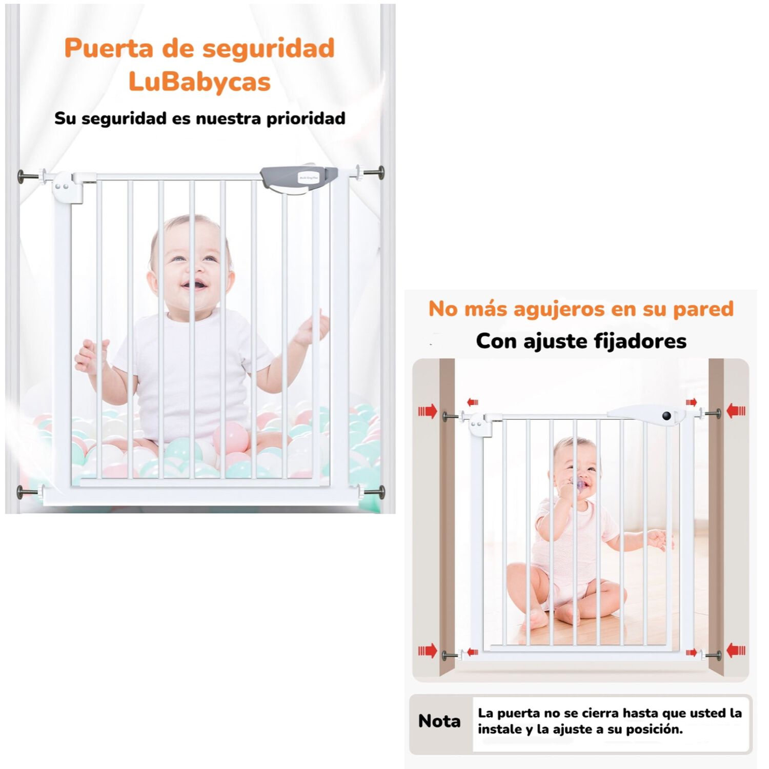 Puerta Seguridad Reja Expandible Para Beb&eacute; 77-92cm Lubabycas image number 1.0
