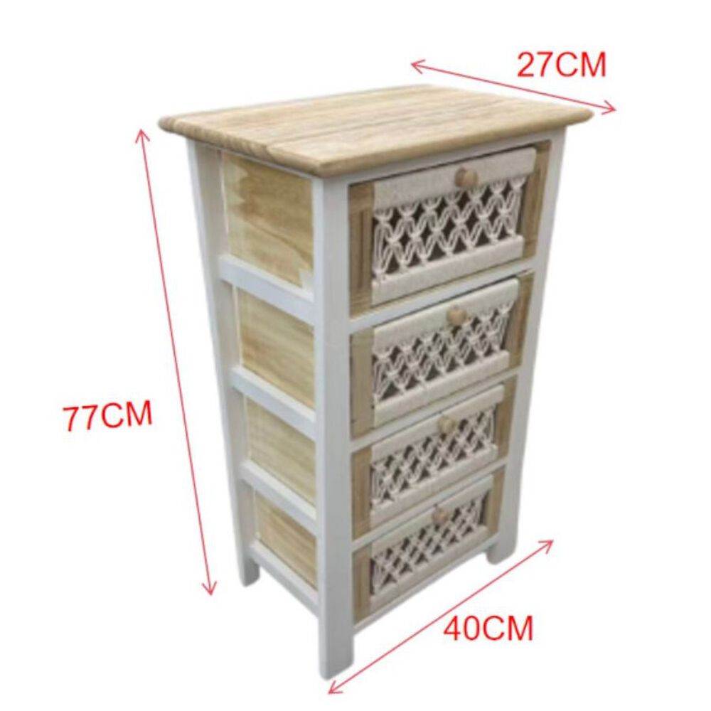 Cajonera De Madera R&uacute;stica Y Crochet 4 Cajones image number 3.0