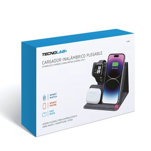 Cargador Inal&aacute;mbrico Qi Plegable 3 En 1 Carga R&aacute;pida - Ps