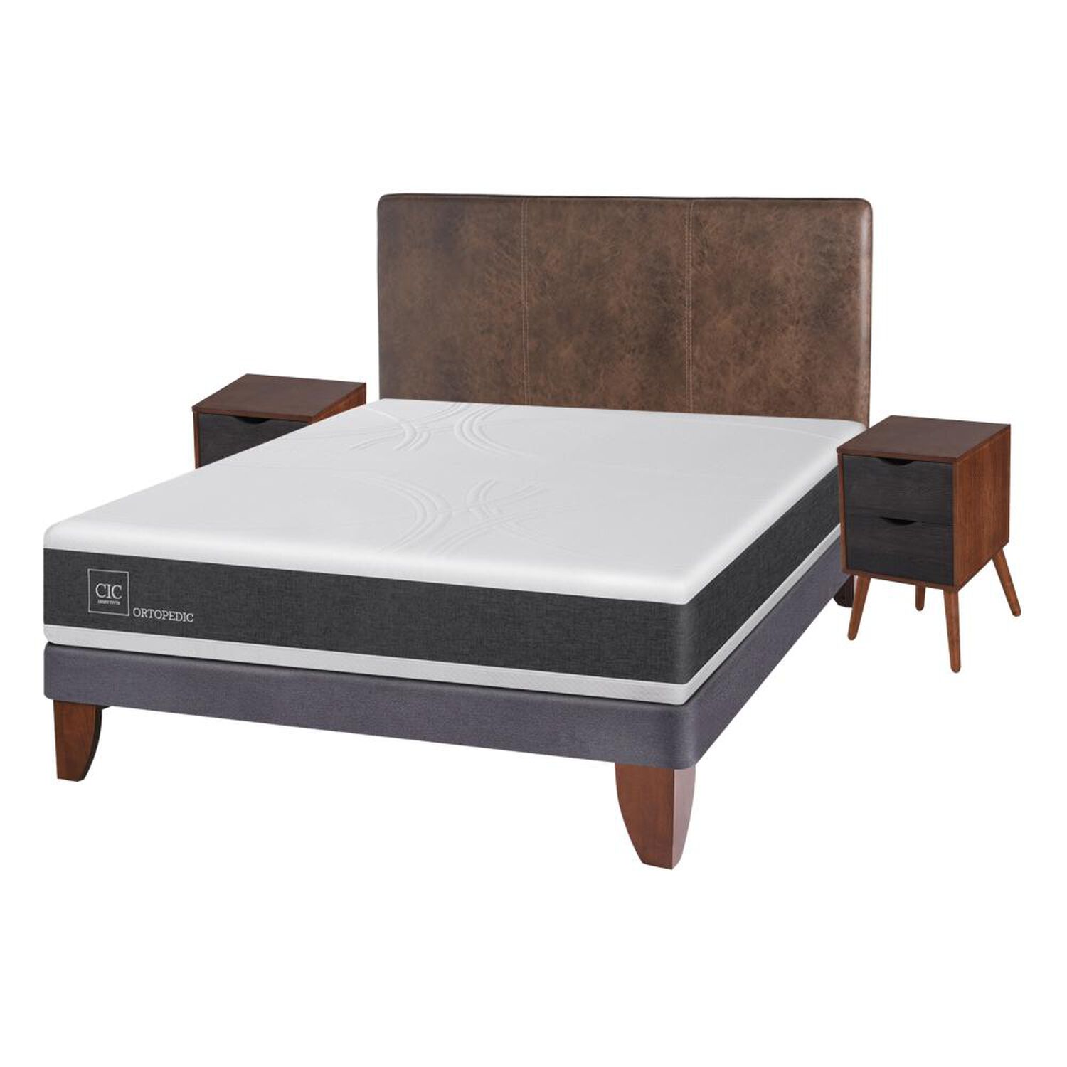 Cama Europea Cic Ortopedic / 2 Plazas / Base Normal  + Set De Maderas image number 1.0