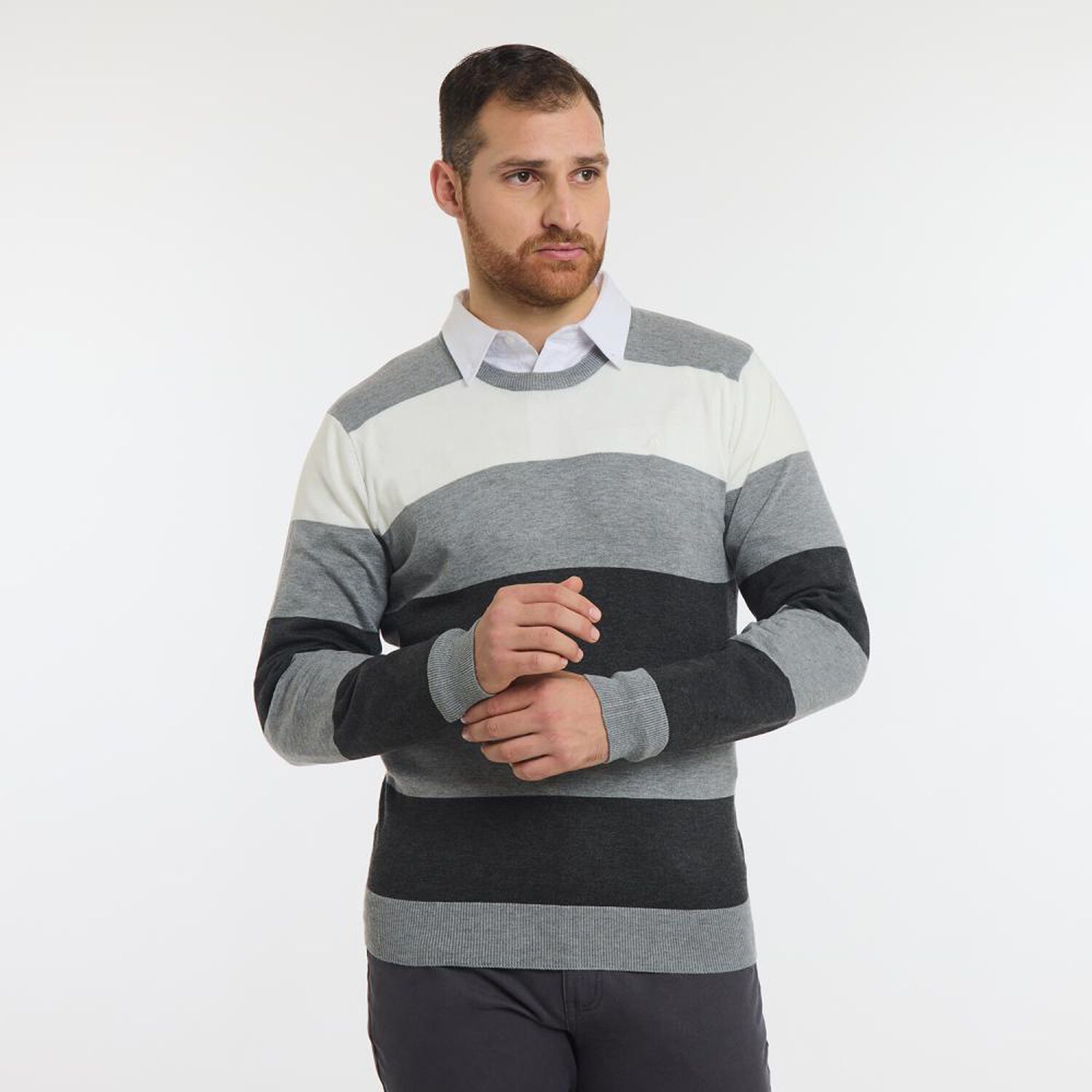 Sweater Rayas Regular Manga Larga Cuello Redondo Hombre Herald image number 0.0