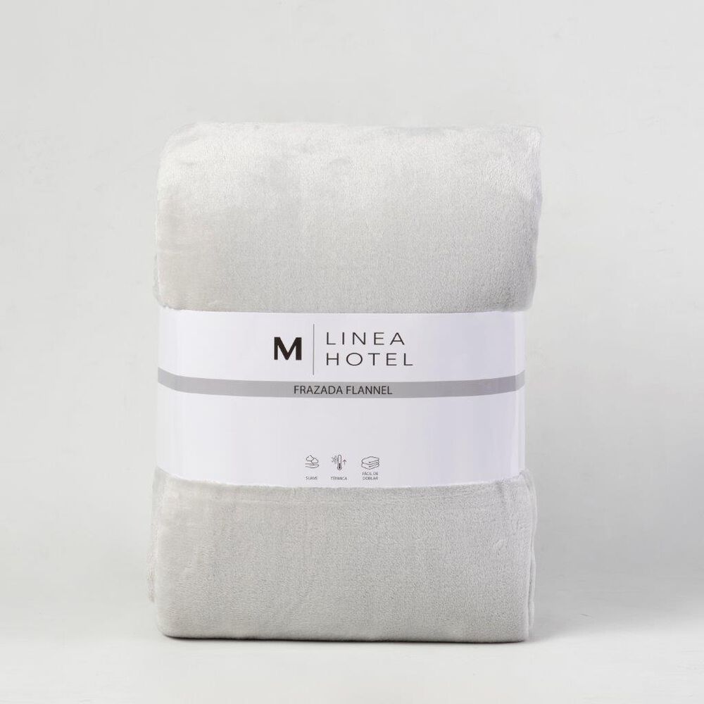 Frazada Flannel Linea Hotel 1.5 Plazas Gris Claro image number 2.0