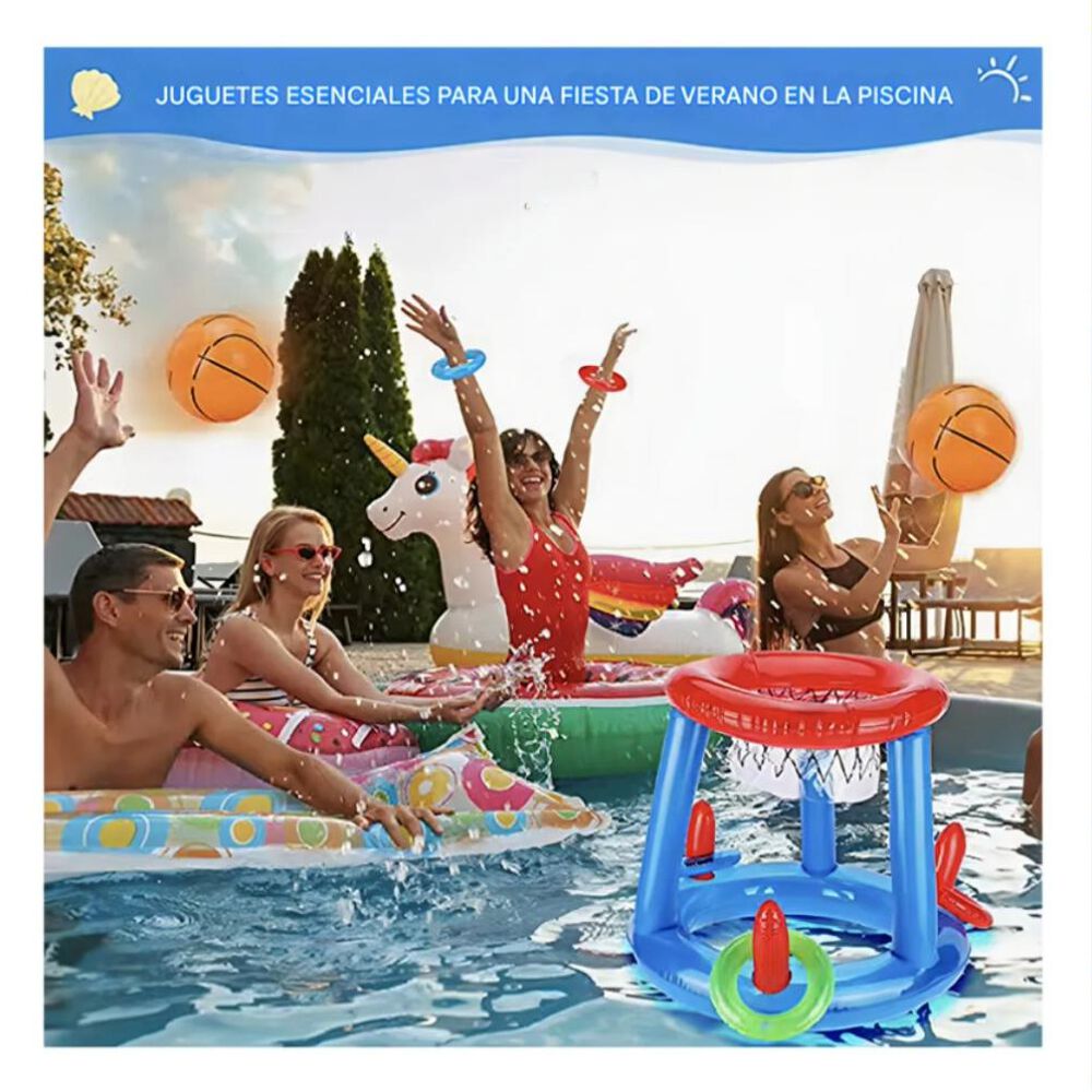 Juego Inflable Infantil Canasta Baloncesto Y Aros Piscina image number 5.0
