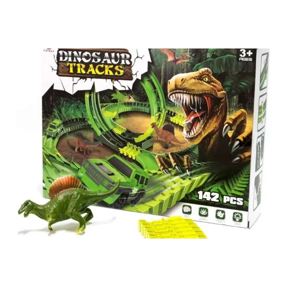 Juguete Pista De Auto Armable Con Dinosaurios Verde Infantil image number 0.0