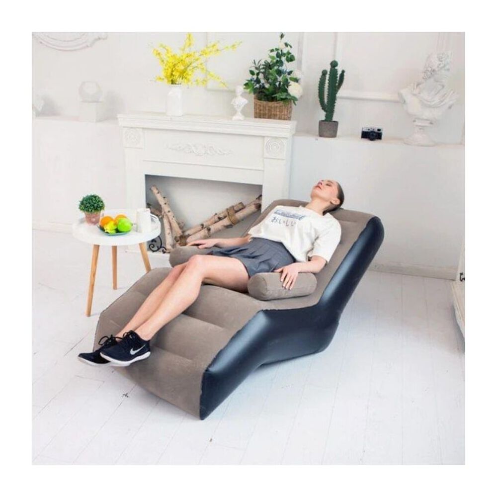 Sofa Sillon Silla Puff Inflable Apoya Brazos Bomba Manual Cafe image number 2.0