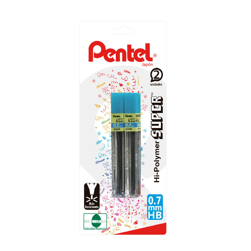 Set 2 Tubos Minas 0.7mm Hb Pentel image number 0.0