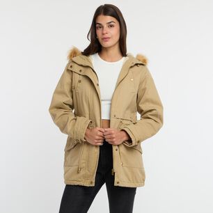 Chaqueta Regular Cuello Alto Con Capucha Con Piel Mujer Rolly Go