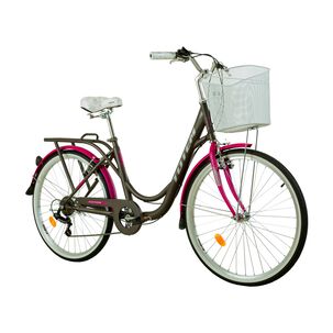 Bicicleta Totem City Dama Aro 26 Gris Con Fucsia