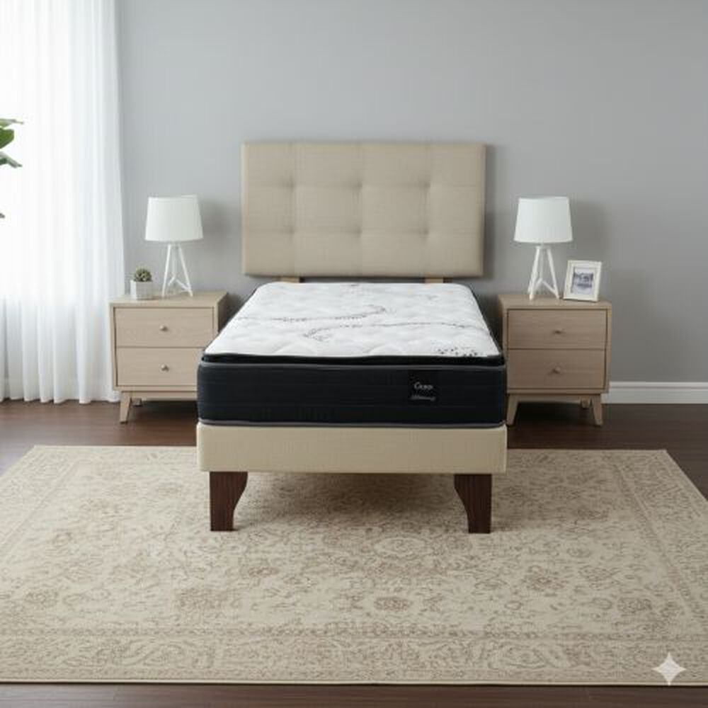 Cama Europea 1.5 Plaza 190 Plus Respaldo Ginebra image number 0.0