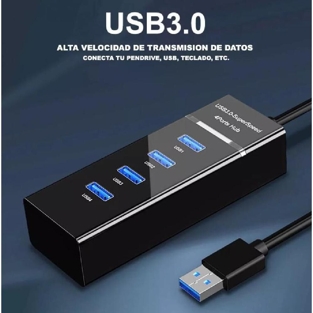 Hub 4 Puertos Multi Usb 3.0 Indicador Luz Led Adaptador image number 4.0