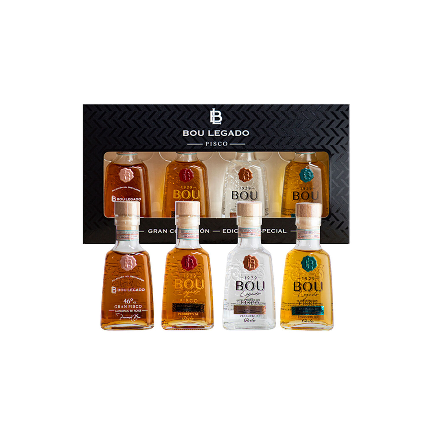 Pack Gran Selecci&oacute;n Miniaturas Pisco Bou Legado X 4 - 50 Ml image number 0.0