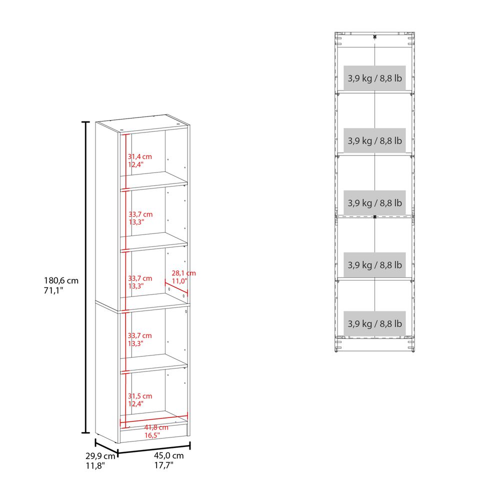 Librero Estante 5 Repisas Melamina Fm-018 image number 5.0