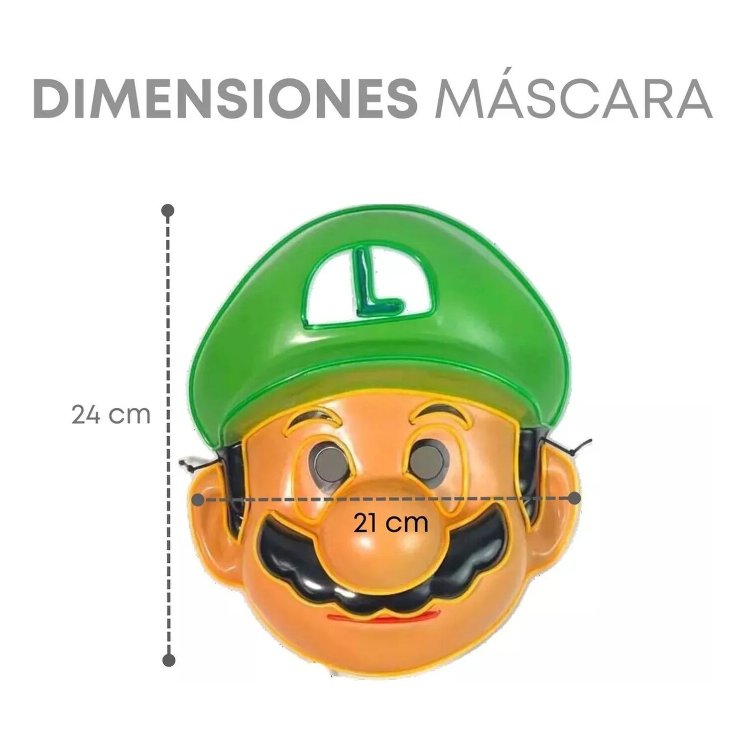M&aacute;scara Accesorio Cosplay Luigi Led Para Fiesta Super Mario image number 2.0