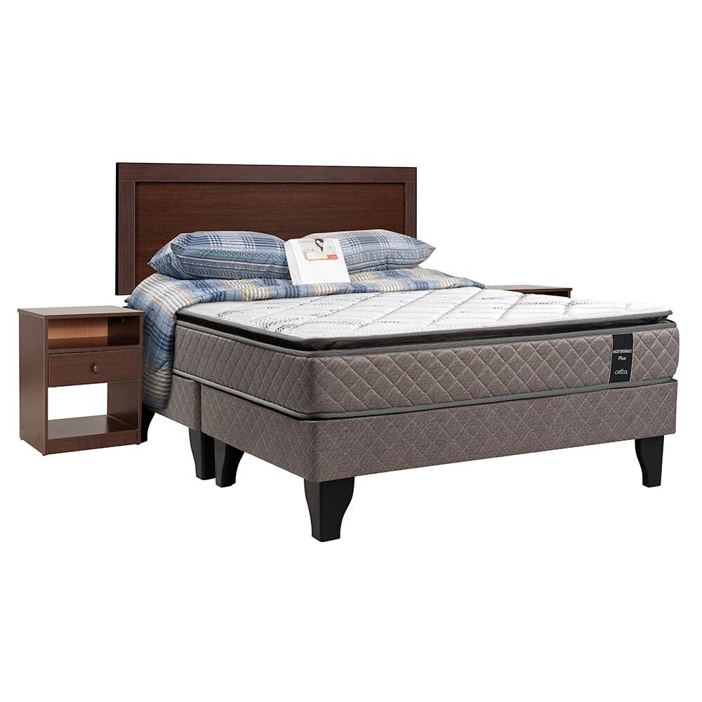 Cama Europea Celta Mediterráneo Plus / King / Base Dividida + Set De Maderas + Almohadas + Textil image number 0.0