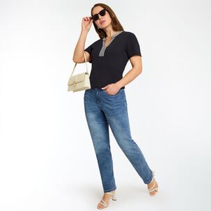 Polera Lisa Manga Corta Cuello Mao Mujer Geeps