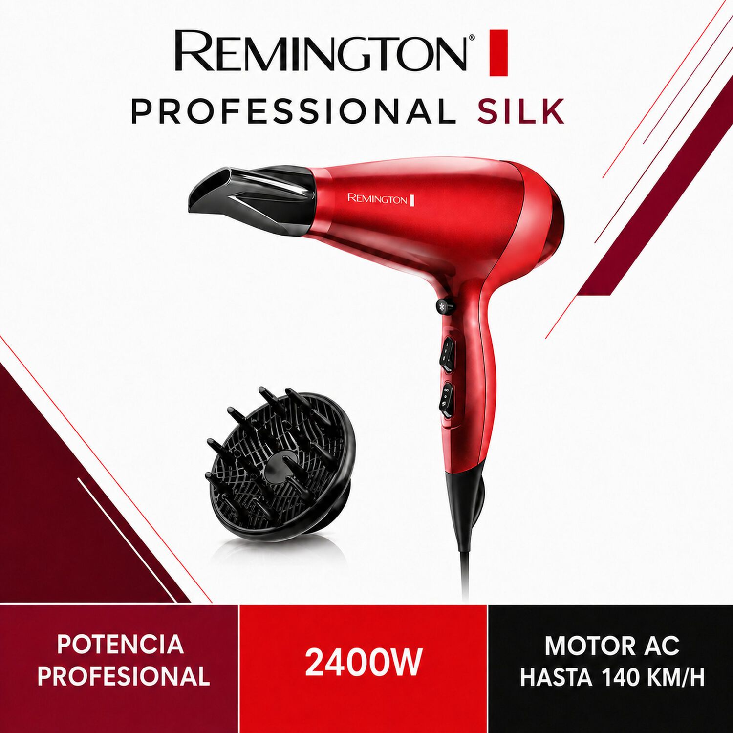 Secador De Cabello Professional Silk Remington Ac9096 2400w image number 5.0