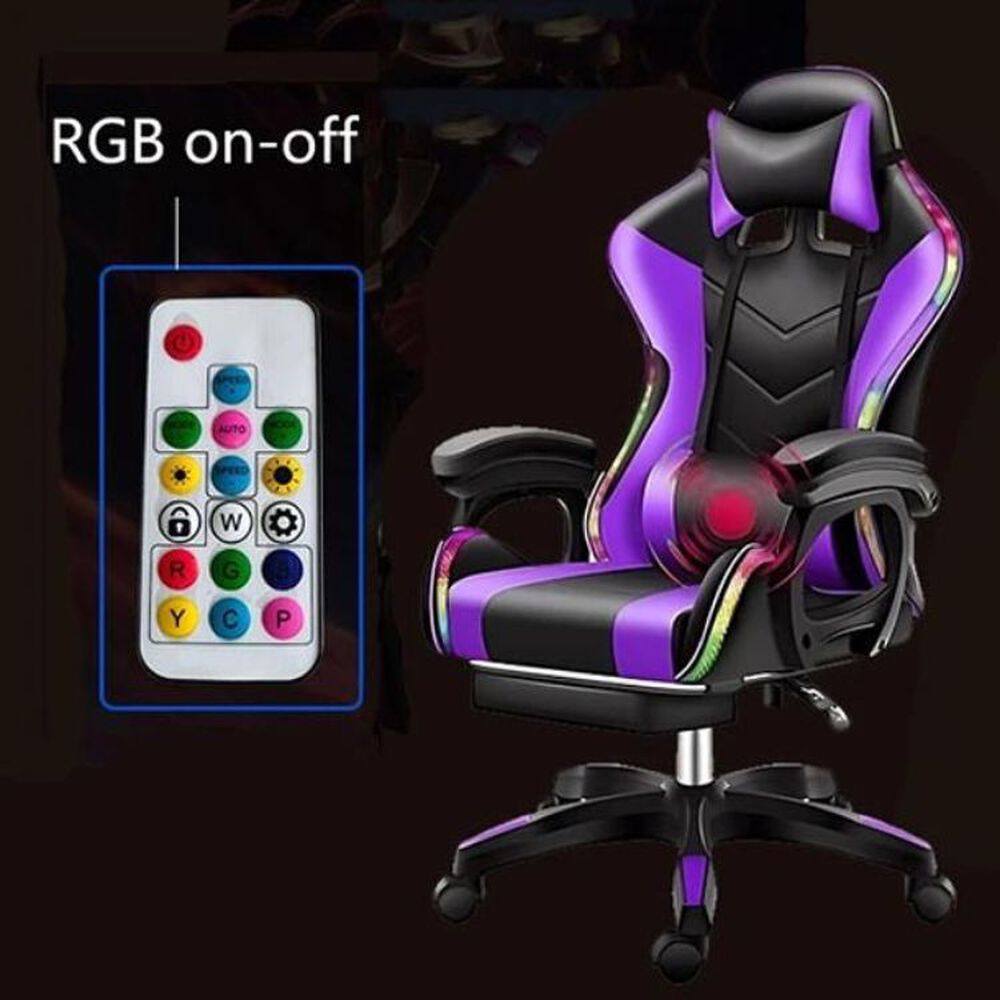 Silla Gamer Con Luz Rgb Reposapiés Y Masajeador Reclinable image number 4.0