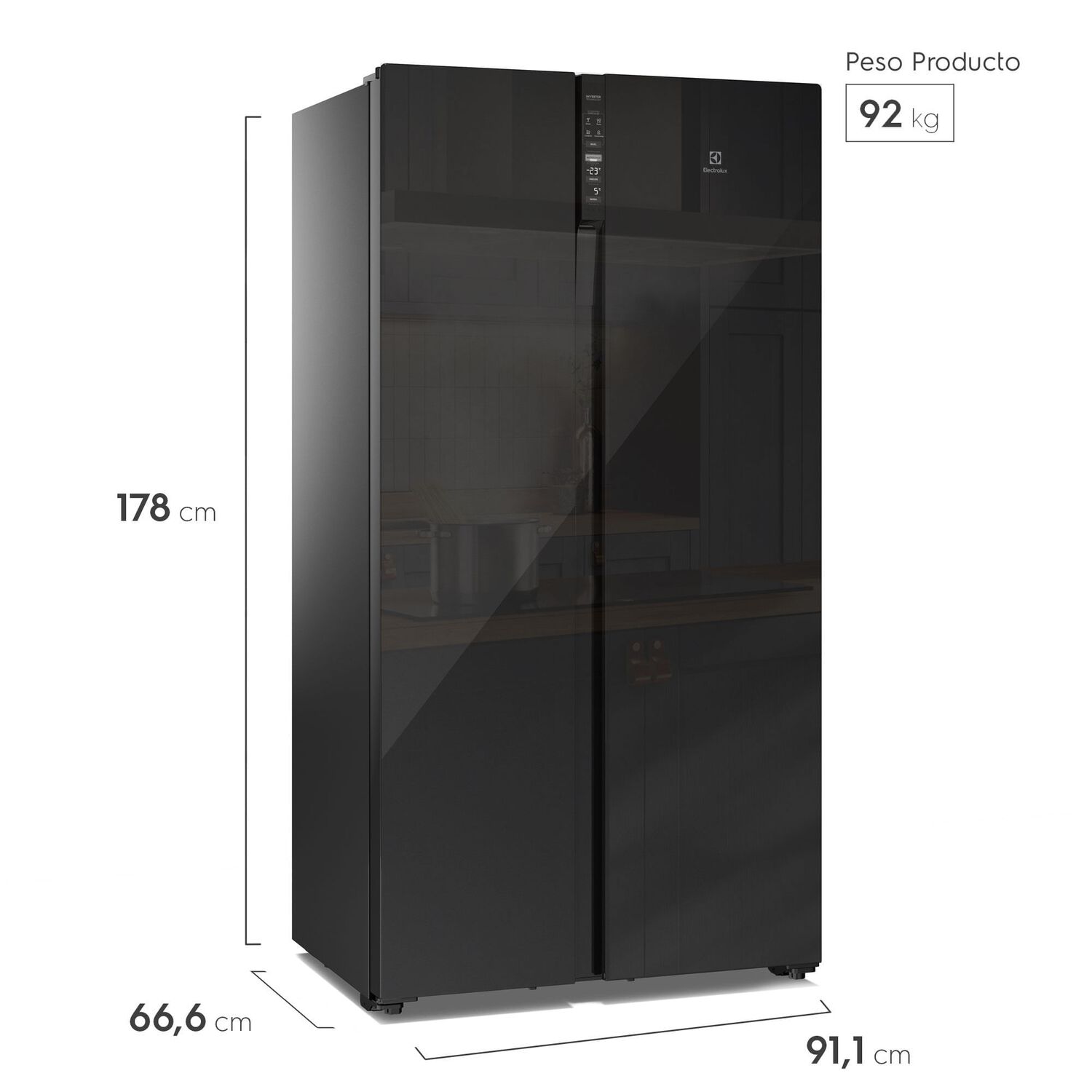 Refrigerador 525l No Frost Side By Side Inverter Es5gb Black image number 2.0