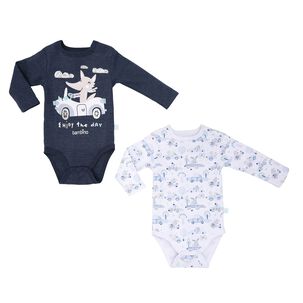 Set 2 Bodys Manga Larga Azul Zorro Ni&ntilde;o 0 - 3 Meses