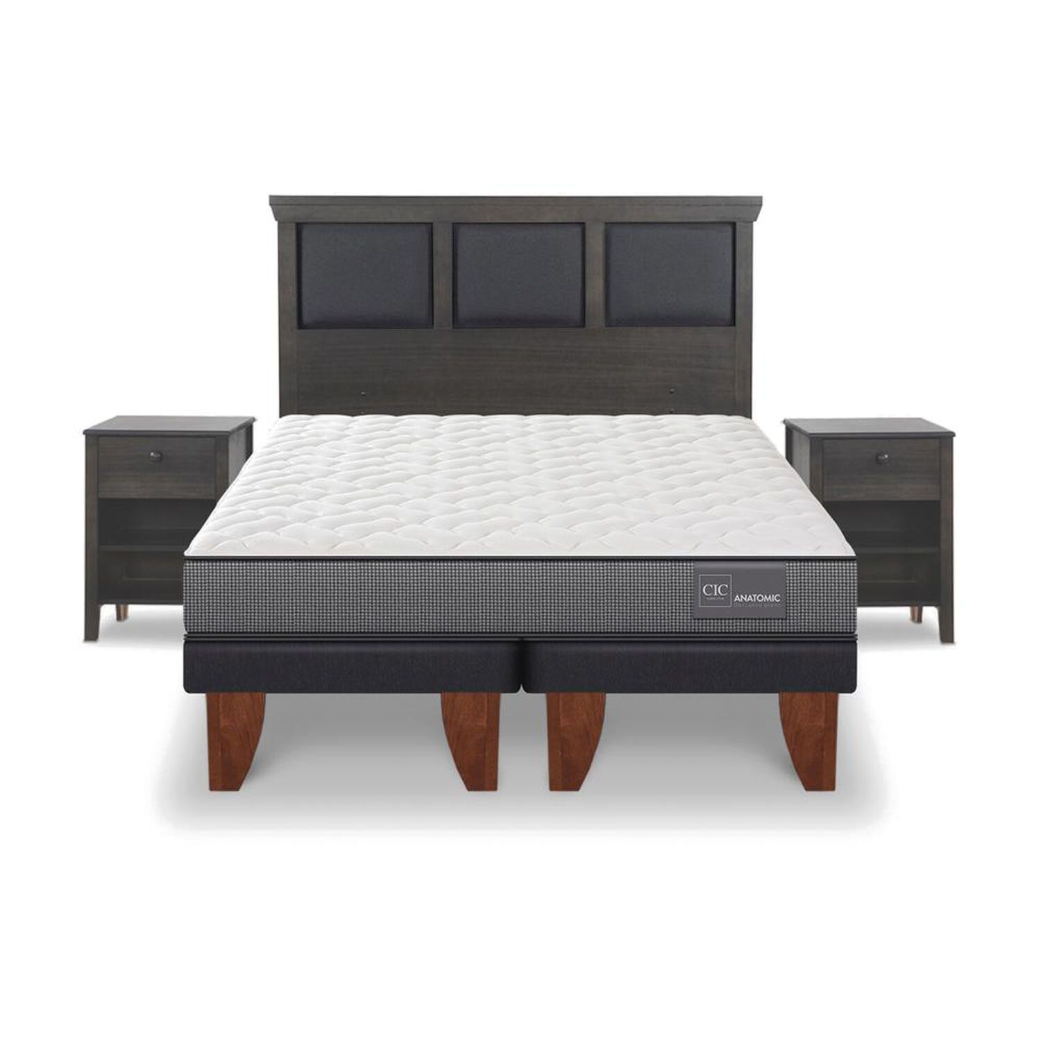 Cama Europea Cic Anatomic / 2 Plazas / Base Dividida + Set De Maderas image number 0.0