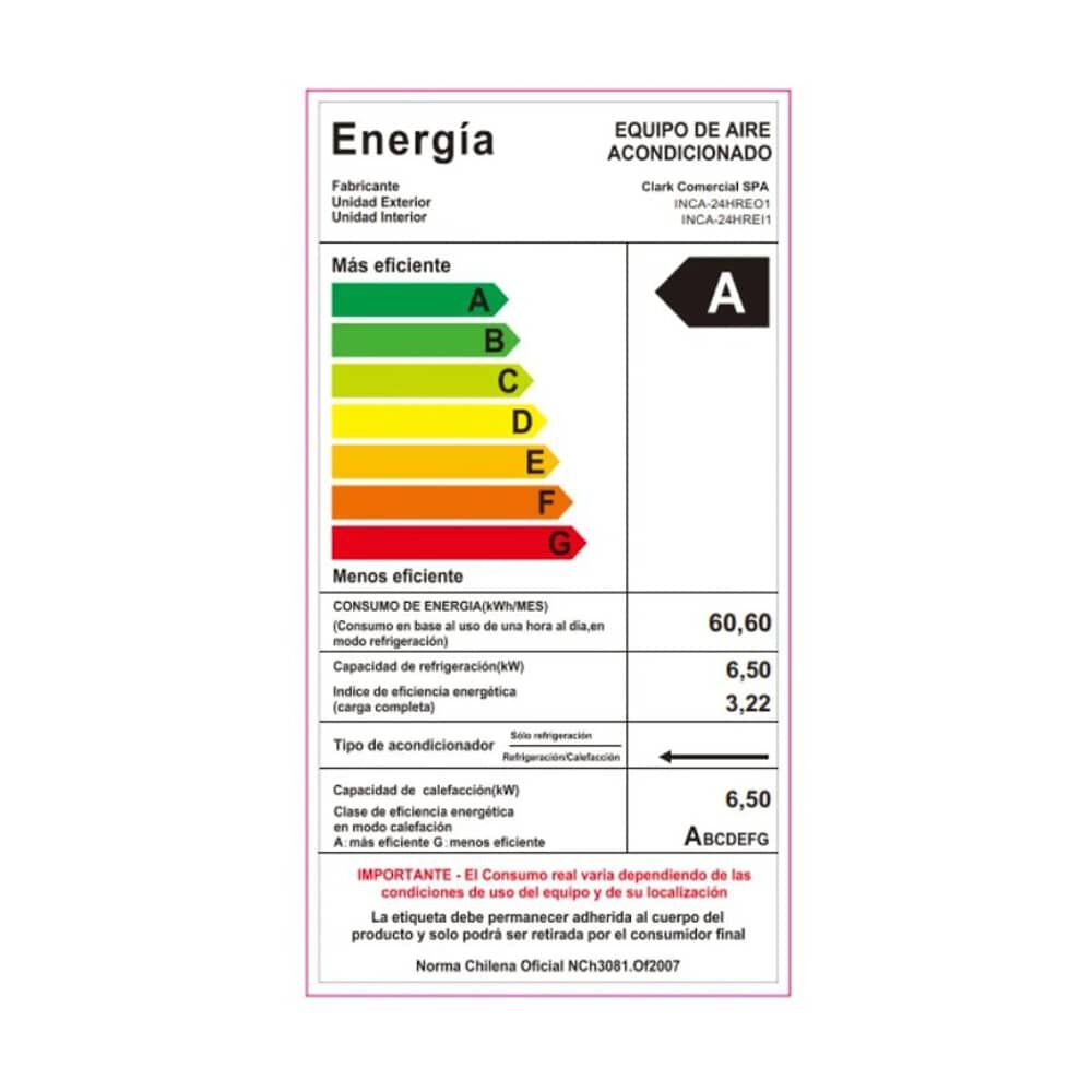 Aire Acondicionado Tipo Split Muro De 24000 Btu Inverter Clark image number 3.0