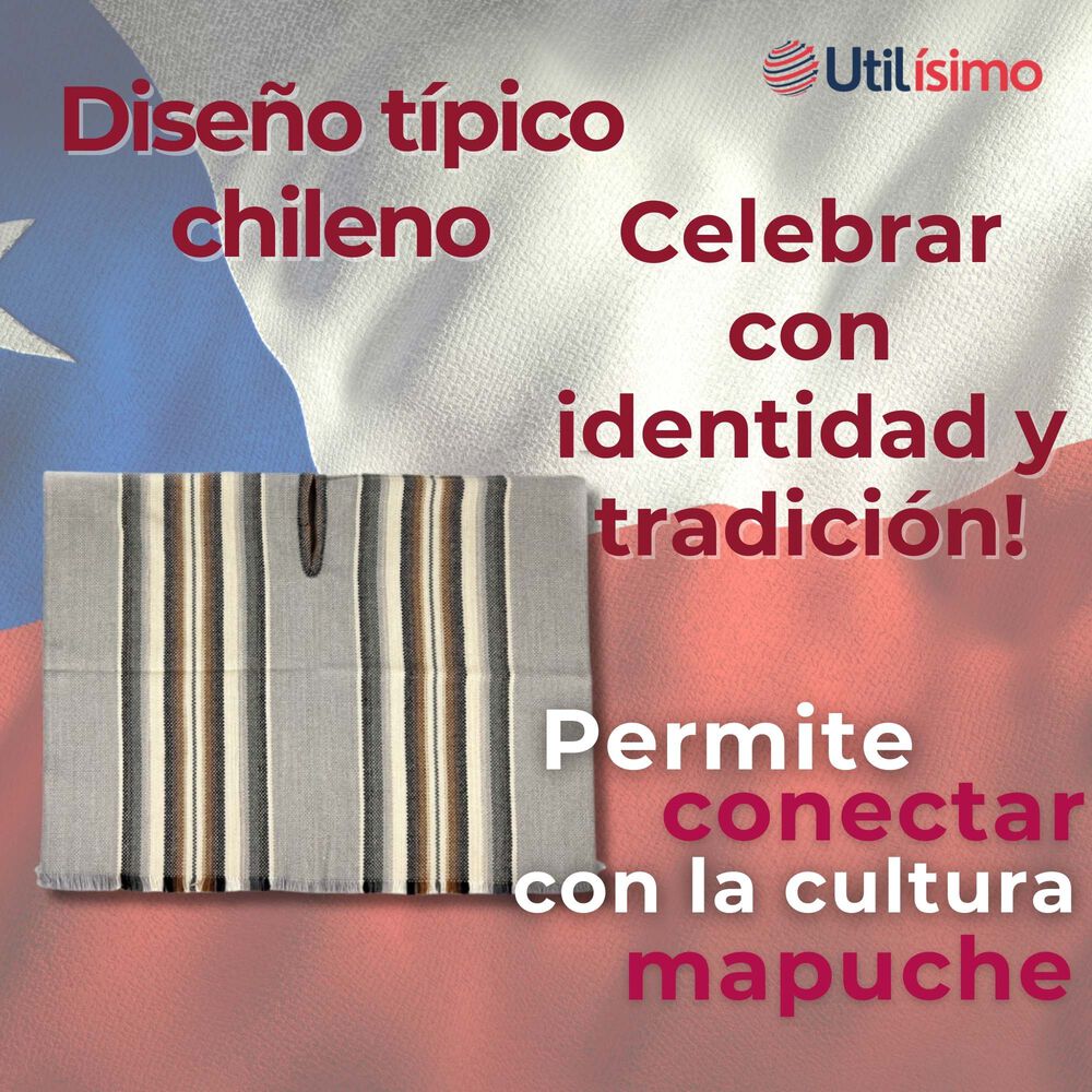 Poncho Manta Mapuche Lana Grueso Fiestas Patrias image number 4.0