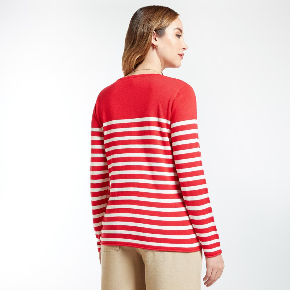 Sweater Listado Regular Cuello Redondo Mujer Geeps image number 3.0