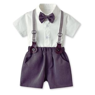 Conjunto De Vestir Con Corbat&iacute;n Y Pantal&oacute;n Corto Ni&ntilde;o 3 A 7 A&ntilde;os Gray