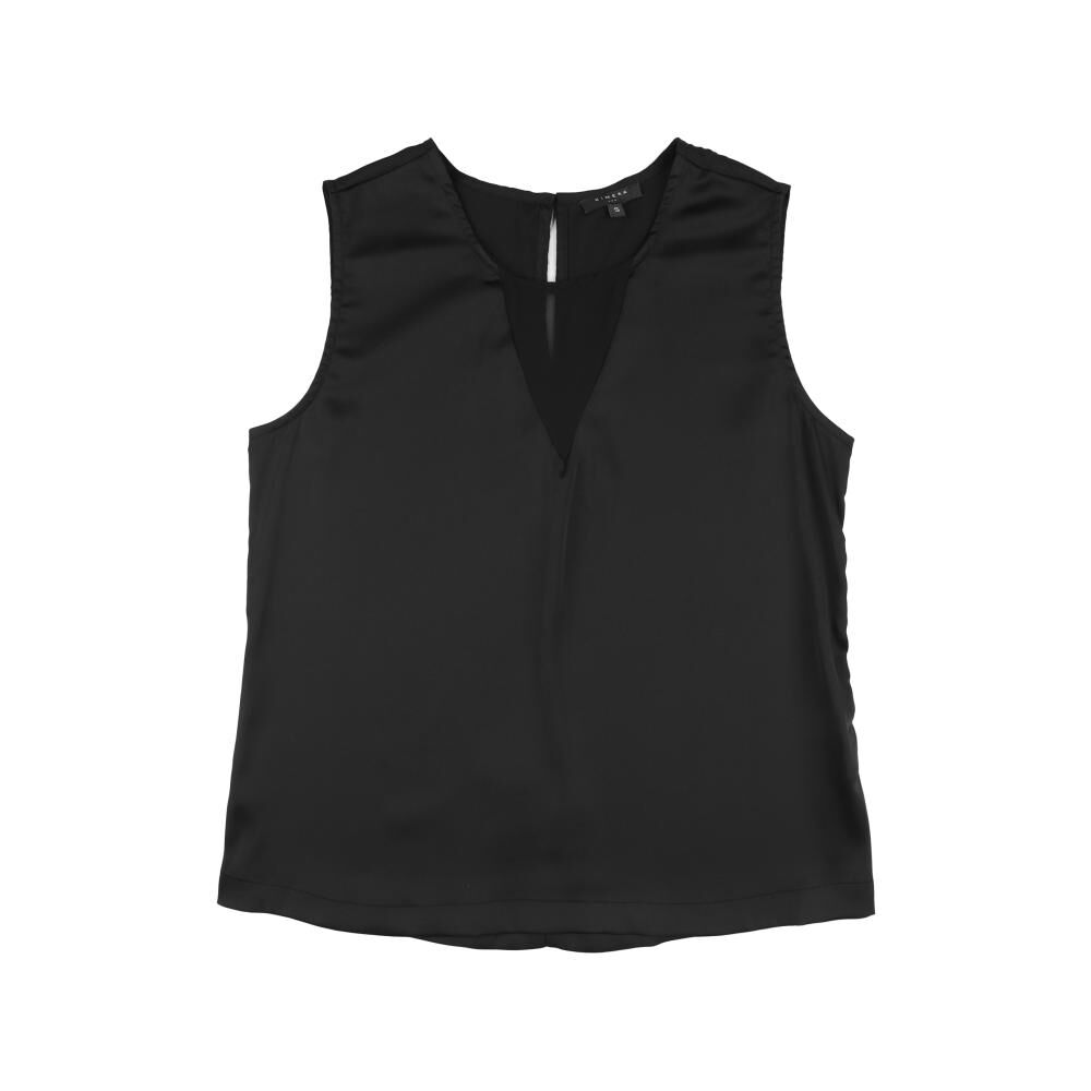 Blusa Satinada Regular Sin Mangas Cuello V Mujer Kimera image number 0.0