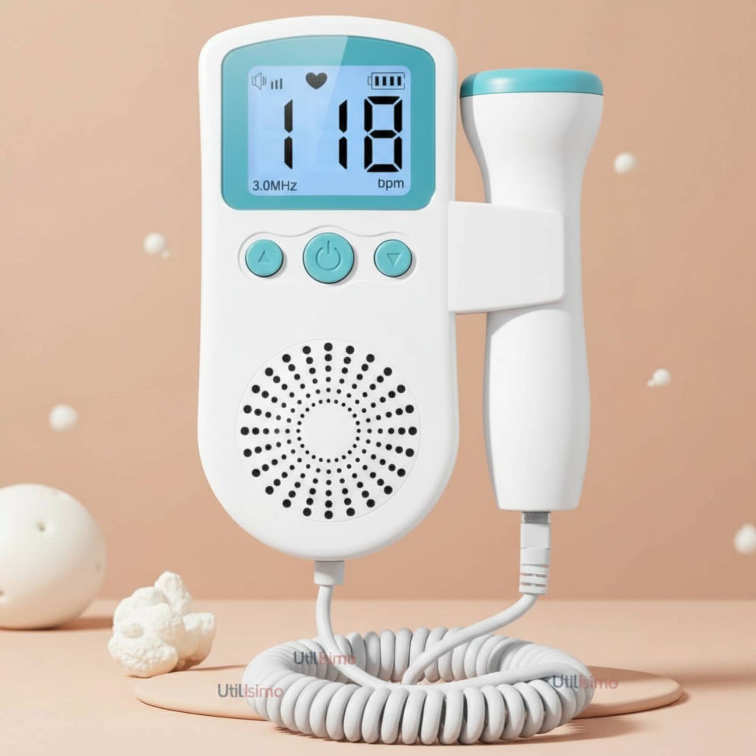 Monitor Fetal Doppler Latidos Fetales Coraz&oacute;n Beb&eacute; Blanco Azul image number 0.0