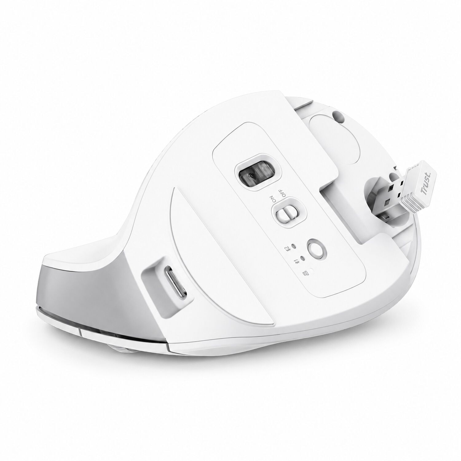 Mouse Vertical Inal&aacute;mbrico Dual Ergon&oacute;mico Trust Bayo+ White image number 5.0